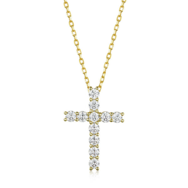 f90292a2a0caec33 K.NOBSPIN 3mm Round Cut D VVS1 Moissanite Cross Pendants Necklace For Women Sterling Sier Christian Diamond Neck Chain