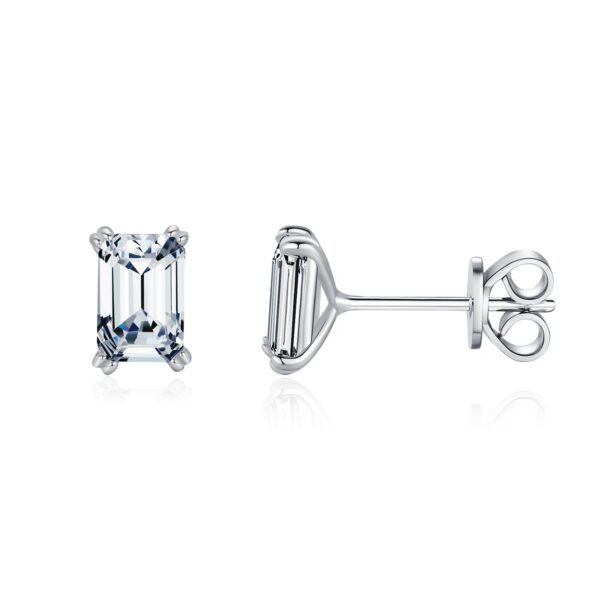 MODIAN 925 Sterling Silver Simple Emerald Cut CZ Stud Earrings Hypoallergenic Earrings For Women Wedding Engagement Fine Jewelry