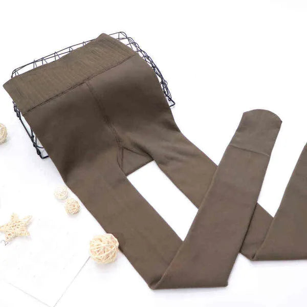 074 Winter Thicken Plus Veet Legs Fake Translucent Warm Fleece Autumn Stockings Tights Sexy Pantyhose 211221