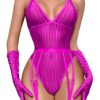 f92a800f203f2e40 Kaei&Shi Sexy Ribbed Top,Plunge V, Snap Crotch, Leg Strap, Backless 3Pc Bodysuit
