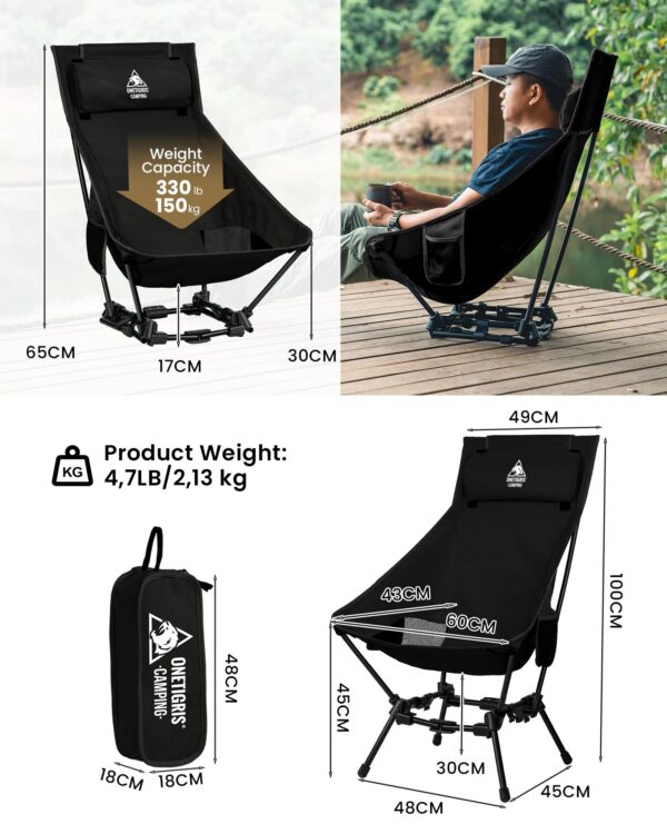 f92dd9a182438f18 OneTigris Portable Camping Chairs Outdoor High Back Chair For Fishing Trekking BBQ Parties Gardening Indoor Use