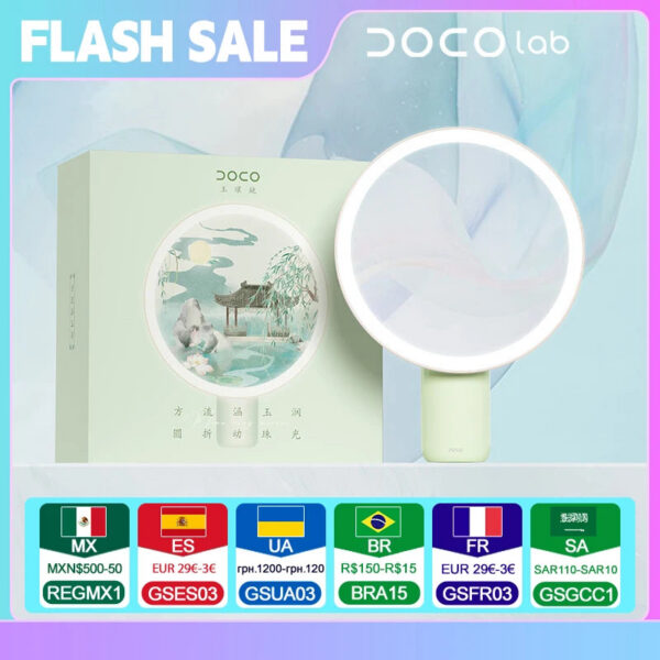 f9320d077407959e DOCO Table Makeup Mirror LED Light Stepless Dimmer Ultra Clear Beauty Chinoiserie Classical Lovely High Quality Gift