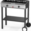 Bonnlo 2 Burner Propane Gas Stove with Auto Ignition, 150,000 BTU Portable Outdoor Camp Cooker Stove with Convenient Shelf & Smooth Rolling Wheels for Backyard, Camping, Tailgating, Patio Parties