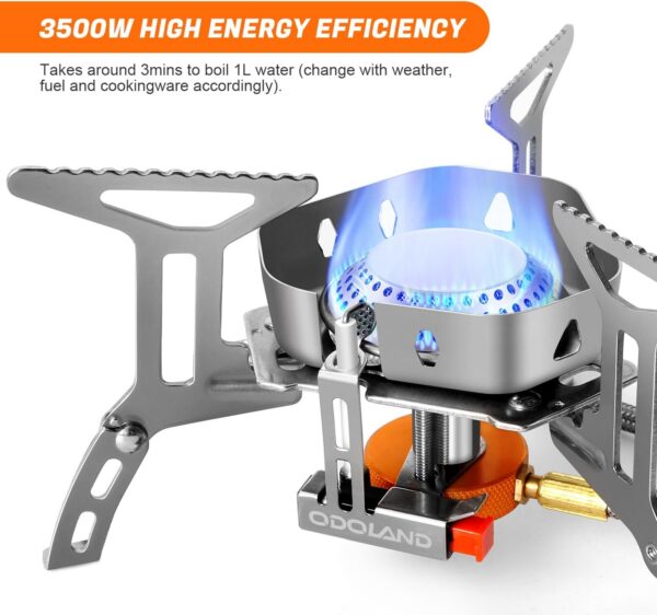 f949d04b19bbbc0f Odoland 3500W Windproof Camping Gas Stove Portable Collapsible Outdoor Camping Stove with Piezo Ignition Backpacking Stove for Outdoor Cooking Hiking Picnic and Camping Grey