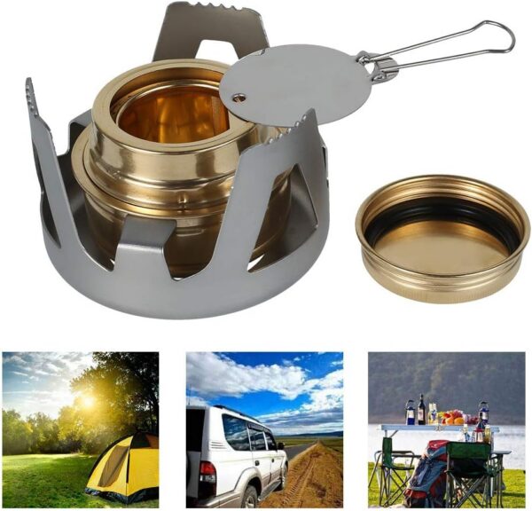 f952e782bcf2c0a6 JIAHEY Mini Spirit Burner Windshield Alcohol Camping Stove Alloy Brass Lightweight Adjustable Temperature Alcohol Stove for Backpacking Hiking Outdoor, BBQ Cooking Picnic