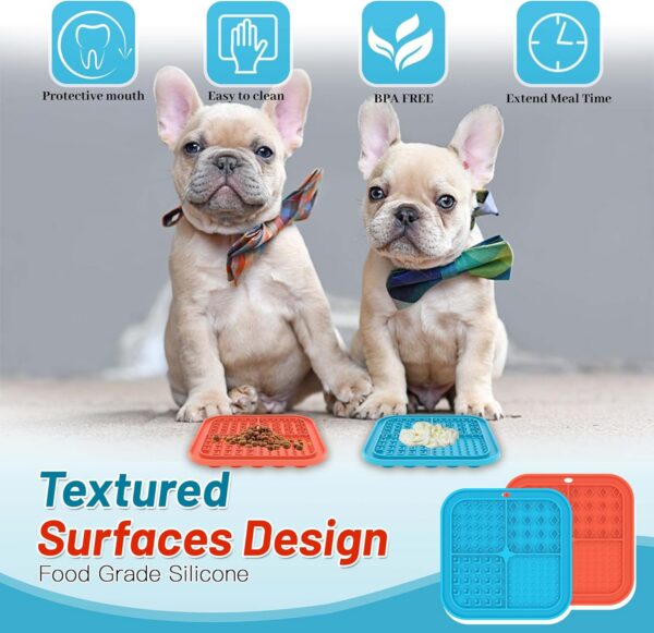 Lick Mat for Small Dogs and Cats 2 Pack, Dog Peanut Butter Lick Pads with Suction Cups for Slow Feeder, Anxiety Relief (Blue & Red)