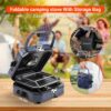 f98a5d0d885c588f 2025 Upgraded 2-Burner Folding Propane Camp Stove - 16K BTU Portable Camping Stove w/Piezo Ignition, Griddle & Carry Bag for Tailgating, Barbecue (Blue)