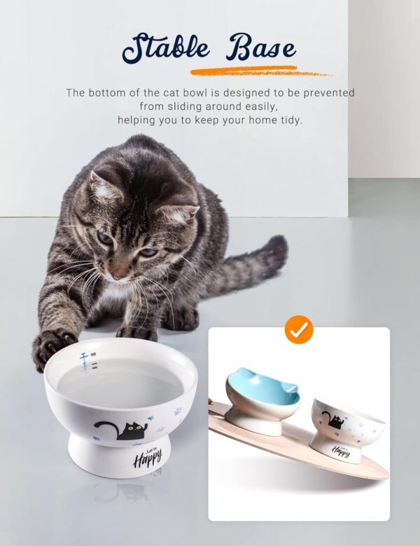 f9a208441aaa163f AISBUGUR Ceramic Cat Bowls Set of 2, Elevated 15 Tilted Design for Indoor Cats, Large Capacity, Easy to Clean, Non-Slip Base, Cute Pattern, Blue