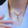 Genuine Gold Diamond Ginkgo Leaf Pendant Necklaces Simple Zircon Neck Chain for Women Fine Jewelry Gifts