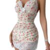 SOLY HUX Sexy Set for Women Valentine's Day Gift Babydoll Lingerie Dress Nightgown 2 Piece Lace Pamas