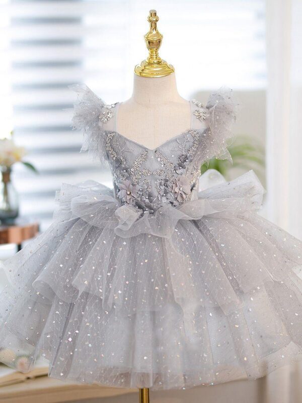 Kids for Girls Costumes Wedding Birthday New Year Party Lace Sequin Elegant Princess Summer Children’s Dress 1-10 Yrs