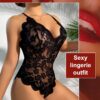 Avidlove Women One Piece Lingerie Deep V Teddy Sexy Lace Bodysuit with Snap Crotch