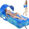 RZM Inflatable Lounger Air Sofa with Sunshade - Portable Waterproof Outdoor Couch for Camping, Beach, Hiking & Music Festivals - Quick Setup Lightweight Furniture w/Carry Bag (Clear Blue)