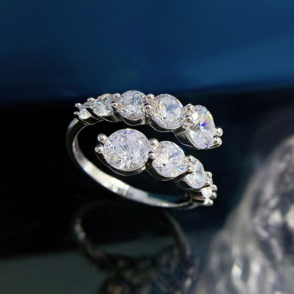 Anziw 3.26cttw Moissanite Wedding Rings Woman Sparkling Diamond Band 10 Stone Engagement Ring Sier Jewelry GRA Certificate