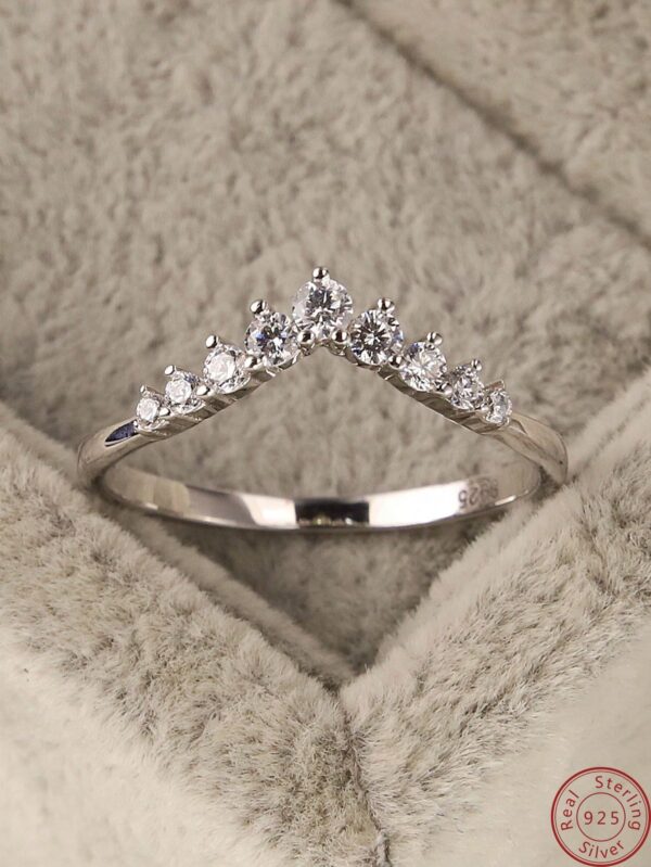 S Sterling Sier Princess Crown Diamond Ring Simple Sen Series Little Fresh Fine Wedding Engagement Birthday Gift
