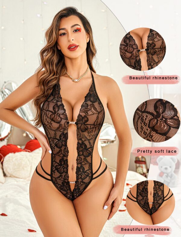 Avidlove Women One Piece Lingerie Sexy Lace Bodysuit Deep V Teddy Babydoll Nightgown XS-XXXL
