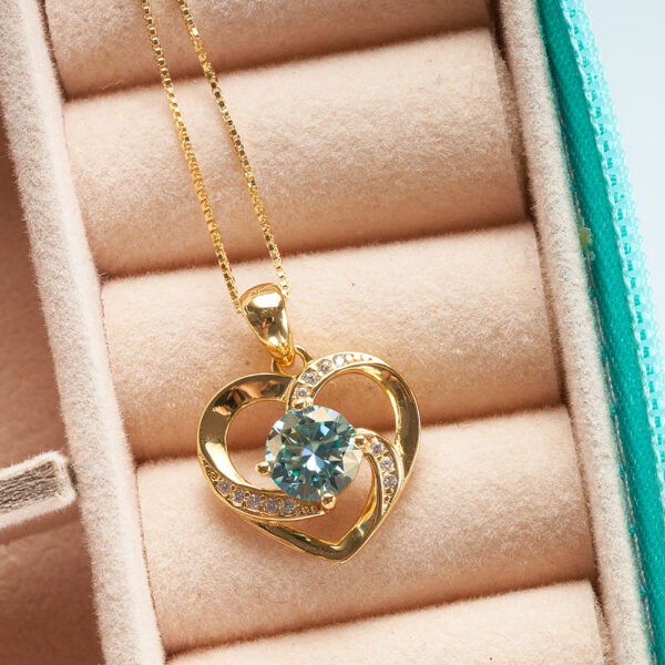 1 Carat Real Moissanite Pendant Necklace Gold Color Sterling Sier Thick Neck Chain Jewelry Pass Diamond Tester