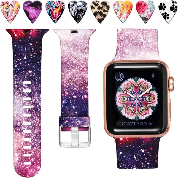 Laffav Compatible with Apple Watch Band 41mm 40mm 38mm iWatch Series 9 & Ultra 2 & SE & Ultra & Series 8/7/6/5/4/3/2/1 for Women Men, Colorful Jellyfish, M/L