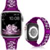 LELONG Compatible with Apple Watch Band 38mm 40mm 41mm Series 9 Series 8 7 6 5 4 3 2 1 SE Ultra, Bling Replacement Bracelet iWatch Band, Diamond Rhinestone Stainless Steel Metal Wristband Strap