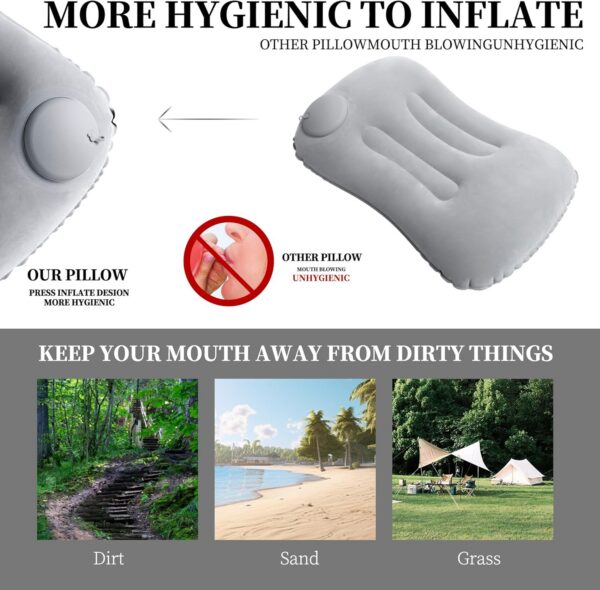 fa80605348fc70c6 Ultra Light Inflatable Camping Pillow - Inflatable Pillow for Camping, Hiking, and Backpacking - Press-to-Inflate Design for Safer and Healthier - Compressed design for Hiking, and Backpacking Travel