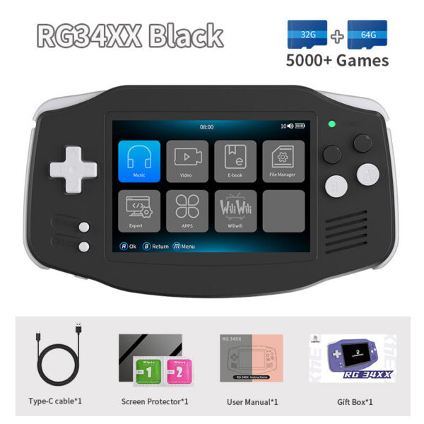 fa94be3d9b3bbddd ANBERNIC RG34XX Retro Video Handheld Game Console 3.4" IPS Screen 32G ux 64-bit System Support 5G WiFi Bluetooth HD TV Output