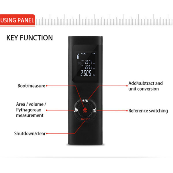 40m Protable Distance Meter Rechargeable Laser Rangefinder Diastimeter HD Backlight Digital Range Finder for Household