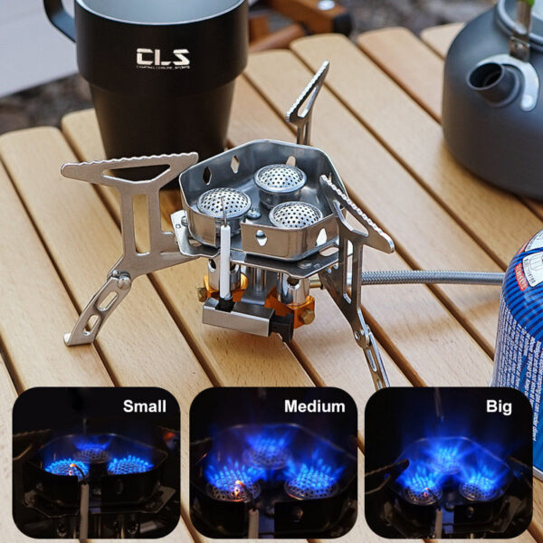 faade7b82ab32230 Newest Arrival Portable Three Head Windproof Camping Picnic Burner Outdoor Foldable Gas Stove