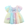 Summer Baby Girls Children Clothes Colorful Bows Toddler Birthday Party Mesh Evening Dress Kids Costume 0 To 3 Years Old