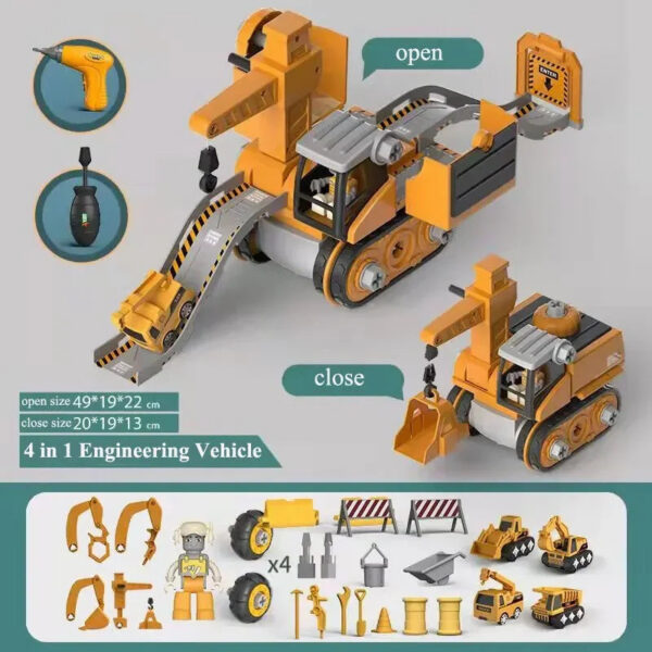facd468b74c7d8f5 Kids Engineering Vehicle Electric Drill Tool Toys Match Children Educational Assembled Sets Tools For Boys Nut Building Gift