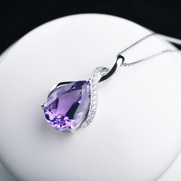 fad25f23364e95e4 Buyee Sterling Sier Amethyst Pendant Light Blue Stone Necklace for Woman Classic Family Party Fine Jewelry Chain