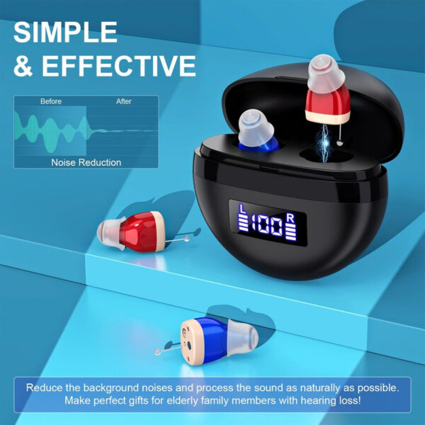 aid Seniors, rechargeable in-ear aids, sound controller for adults hearing loss, Hearing Aid with Charging Case