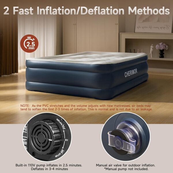 fae6e0e93307d3ee Air Mattress, 18" Raised Full Size Self Inflatable Blow Up Mattress with Built in Pump, Thick Comfort Air Bed with Carry Bag for Camping, Guests & Home, 600lb Capacity Colchon Inflable