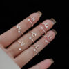 Fashion Sterling Sier 26 Letter Sparkling Diamond Zircon Open Index Finger Your Name Ring Birthday Party Jewelry