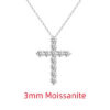 NKHOG 3/4/5mm D Color Moissanite Cross Pendants Necklace For Women Sterling Sier Christian Diamond Neck Chain Fine Jewelry