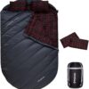 KingCamp Double Sleeping Bag for Adults, Queen Size 2 Person XXL Flannel Sleeping Bag, Waterproof Lightweight Flannel Quilt with 2 Pillows, Perfect for Couples Family Camping Hiking