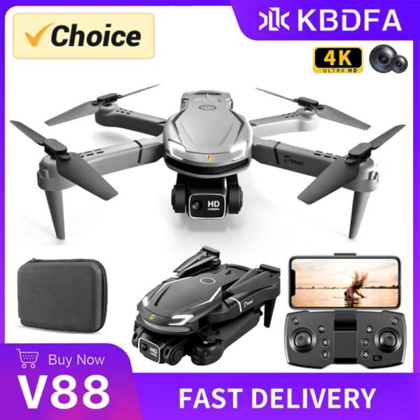 KBDFA V88 WIFI FPV Drone With Wide Angle HD 4K 1080P Camera Height Hold Foldable Quadcopter RC Helicopters Drones Kids Toys Gift