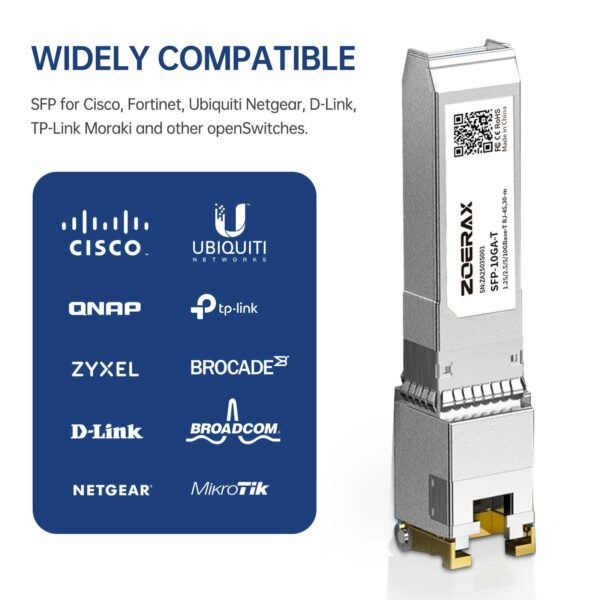 Natalink 10G/2.5/1.25G GBASE-T SFP+ to RJ45 CAT.6a Transceiver Module Auto-Negotiation Ethernet Module SFP+ Copper Cable Adapter