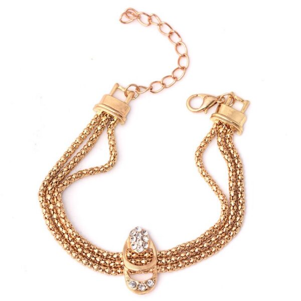 fb2393ce057ce50c 4Pcs Set Rings Necklace Earrings Bracelet High Performance Golden Jewelry For Women