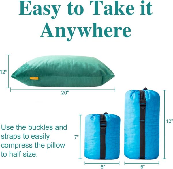 Small Cooling Gel Memory Foam Camping Pillow Travel - Contoured Support -Compressible Pillow Ideal for Backpacking, Camping, Travel, Car, Airplane,Office Nap