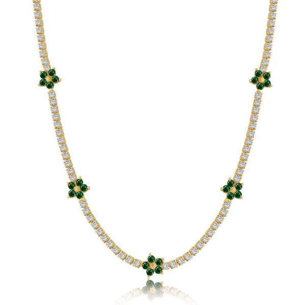 fb2eac5a6d7d1a61 Wong Rain 100% Sterling Sier Flower Lab Sapphire Emerald High Carbon Diamonds Gemstone Tennis Chain Necklace Fine Jewelry