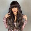 Brown Blonde Ombre Natural Hair Long Wavy With Dark Roots Synthetic Wig for Women Heat Resistant Coaplay Wigs
