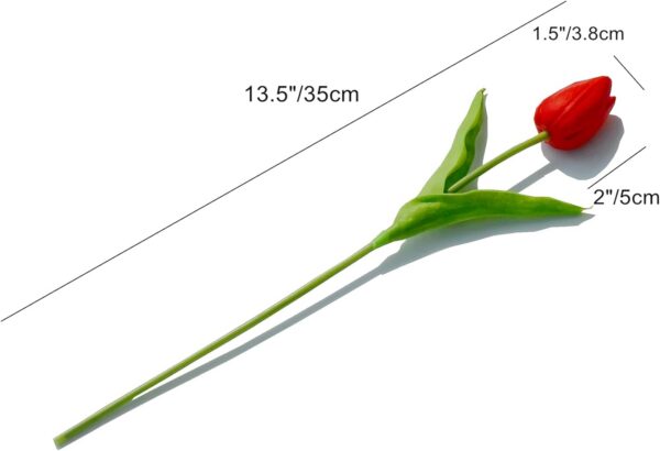 Mandy's 20pcs Red Artificial Tulip Silk Fake Flowers 13.5" for Mother's Day Easter Valentine’s Day Gifts in Bulk Home Kitchen Wedding Decorations