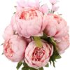 fb5b27fb7ec1f682 Duovlo Springs Flowers Artificial Silk Peony Bouquets Wedding Home Decoration,Pack of 1 (Spring Red)