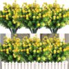 fb8dd5efa24c3685 RECUTMS 12 Bundles Outdoor Artificial Flowers UV Resistant Fake Boxwood Plants, Faux Greenery for Indoor Outside Hanging Plants Garden Porch Window Box Home Wedding Farmhouse Décor(Yellow)