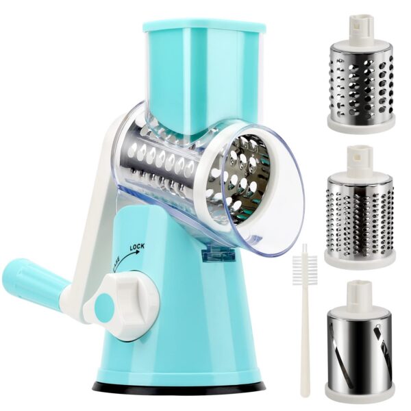 YNNICO Rotary Grater - Manual Mandoline Non-slip Suction Base, Vegetable Slicer