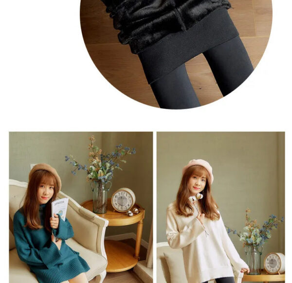 New Winter Keep Warm Thicken Wool Pantyhose for Women High Quality Elasticity Veet Solid Nine Points Women's Tights