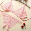 fbd35d2532e3b5cb Sexy Lace-up Lingerie Set Women Hot Exotic Open Crotch Transparent Underwear G-string Bandage Bikini Three-point Set