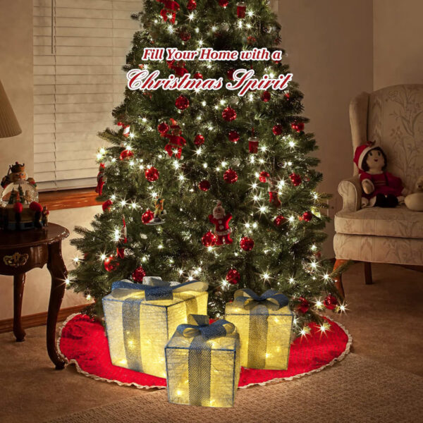 Set of 3 Lighted Gift Boxes,LED Light Up Present Box Decorations for Outdoor Indoor Christmas Tree, Yard, Home Decor