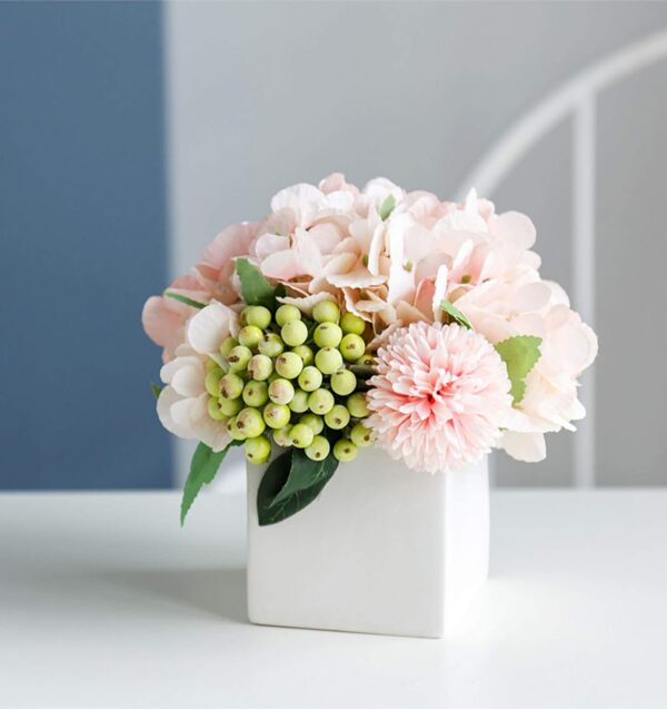 fbe465d783e5c88d Fake Peony Flowers in Ceramic Vase,Faux Hydrangea Flower Arrangements for Home Decor Artificial Flowers with Vase