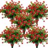 fbebf5468b978c45 Grunyia Artificial Flowers Outdoor UV Resistant Fake Plants Indoor Outside Hanging Planter Home Garden Decor, 10 Bundles (Pink)
